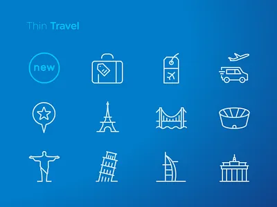 Picons Thin Update - Travel berlin dubai icons paris picons pisa places rio rome san francisco travel vector