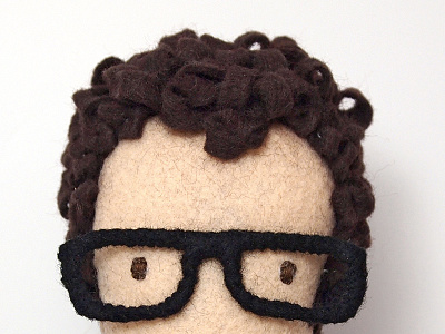 Felty Curly Hair black curly doll felt glasses hair