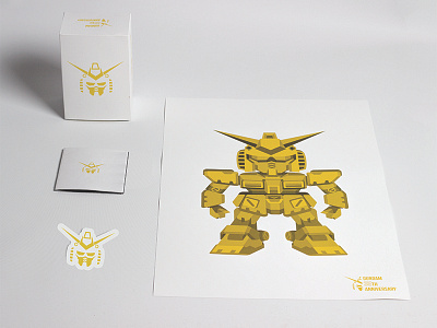 Mobile Suit Gundam 35th Anniversary design elegant gold gundam illustrator limited edition packaging poster robot simple sticker