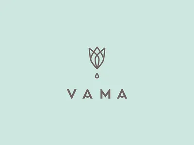 Vama Logo beauty cosmetics drop flower handmade homemade linework mark outline sign symbol vama