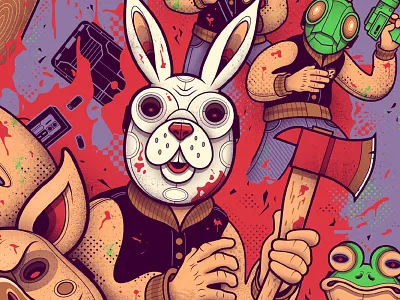 Hotline Miami Detail axe blood frog gun hotline miami mask poster screen print secret panel video game