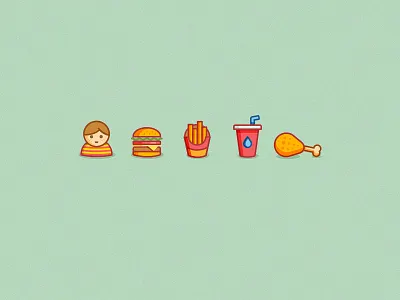 Foood burger chicken coke food fries icon icons kid minimal simple