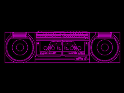 Stereo boombox illustration lines retro stereo