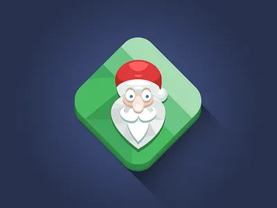 Santa Icon clean diamond flat hat holiday icon long minimal santa shadow simple vector