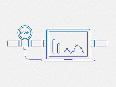 MWh blue gas illustration minimal outline