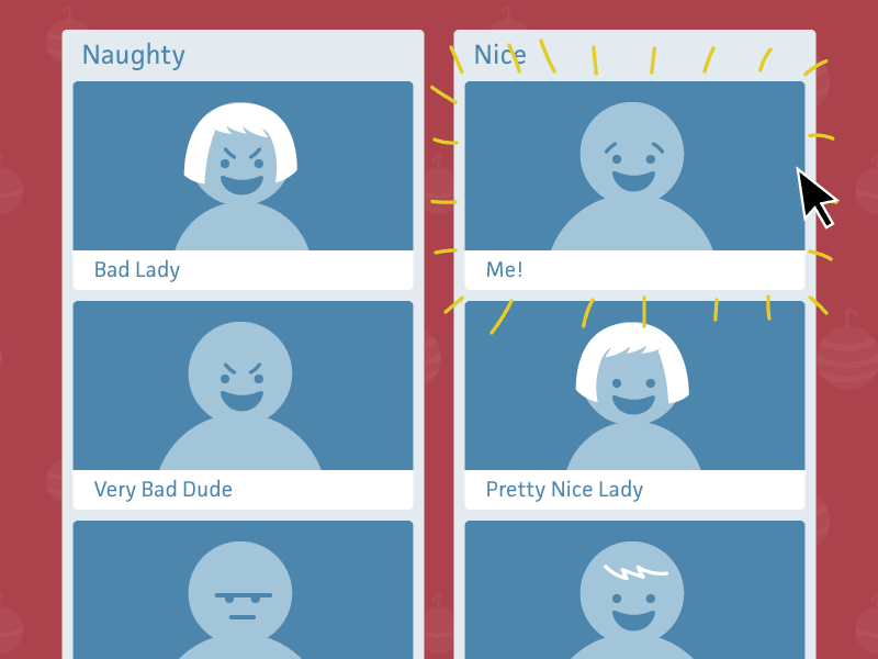 Naughty To Nice gold holidays illustration trello