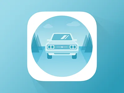 Car app car clean color flat forrest icon ios ipad iphone message shadow