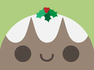 Kawaii Christmas Pudding christmas cute kawaii mistletoe pudding