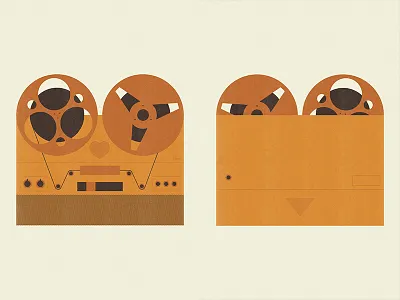 Tape Recorder analogic brown illustration orange retro
