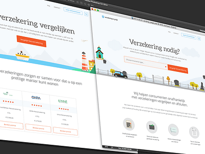 Landing Page - Verzekeringvergelijk clean compare flat design grid icons interface landing page table ui design ux design website
