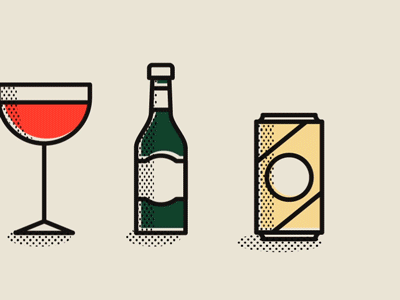 Pick your poison! animation beer booze drinks gif halftone happy hour illustration retro wine