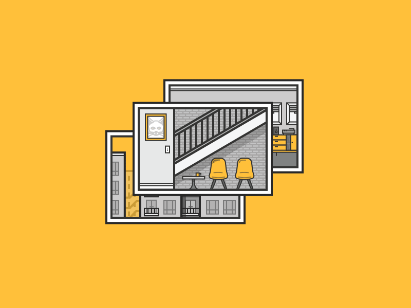 More Nooklyn illo'cons! brooklyn building icon illustration line nooklyn room shadow