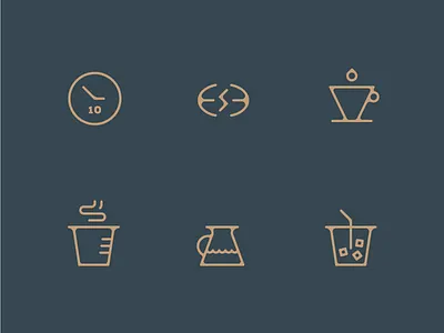 Coffee Icons aged bleed brew coffee cold hot icons illustration ink trap mono vector