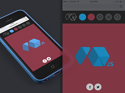 io.js color mobile app color hexagon io.js js mobile mockup phone triangle