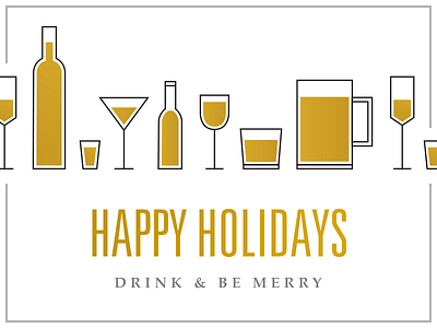 Happy Holidays! alcohol beer celebrate christmas cocktail december gold holiday icons minimal new year wine