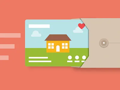 Shared Home Card envelope favorite flat home illustration redfin sharing