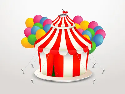 Circus tent balloons circus icon illustrator vector