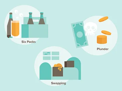 Forms of Accepted Payment bed beer cat illustration money orange plunder six pack skull teal website launch