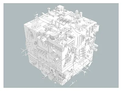 Three! To the power of 3 3d 3ds max drawn look lighting reflections refractions sketch