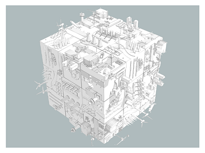 Three! To the power of 3 3d 3ds max drawn look lighting reflections refractions sketch