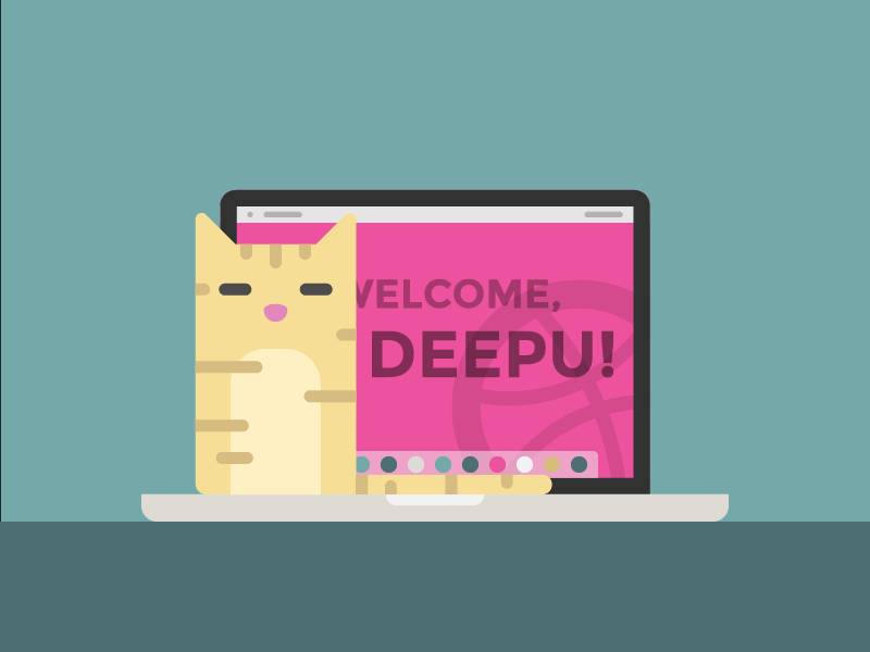 Cat animation cat flat illustration invitation macbook motion graphics welcome