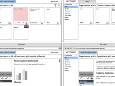 Wireframes for Apptimize ergonomics experience mockups service user ux web wireframes wireframing