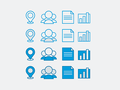 Some Icons for a Thing analytics blue contacts content grey icon icons journey line line icons