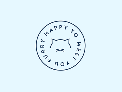 Furry happy to meet you cat round stamp