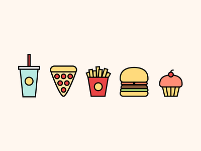 Junkfoood burger cupcake fries junkfood pizza soda