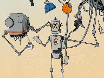 Career Fair poster illustration career drawing fair illustration ink poster robot