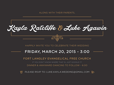 Wedding Invite black gold invitation invite typography wedding