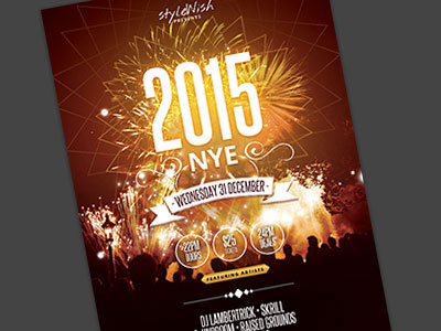 2015 NYE Party Flyer event firework fireworks flyer graphicriver light new year nye orange party poster print