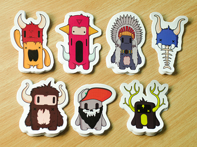 Stickers | Jester bones cap character cherokee draw fish horns indio mostros stickers vector wood