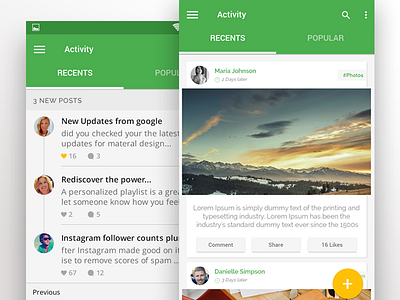 Activity Screen Material Design activity design green material screen