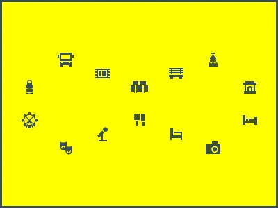 Don't stop icons 20x20 bench bus cafe church icons matreshka photo small theater ticket