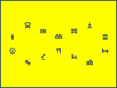 Don't stop icons 20x20 bench bus cafe church icons matreshka photo small theater ticket