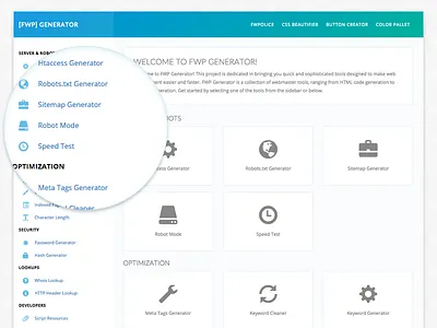 FWP Generator css htaccess html meta robots