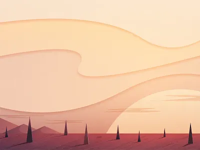 Barren Land cloud forest illustration josh warren land mountain shadow sky sun sunset texture tree