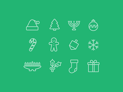 Holly Jolly Icons christmas hanukkah holiday icon illustration kwanzaa vector