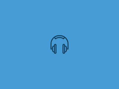 Headphones blue icon illustration logo