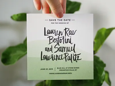 Lush brush lettering calligraphy dip dye green lettering letterpress save the date
