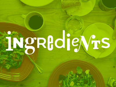 Ingredients Type diverse experiment green irregular random typography veggies