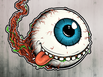 Surfing Eyeball (WIP) eyeball hot rod illustration skate art sticker surf art