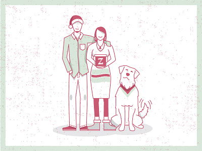 La Familia card christmas dog family vector