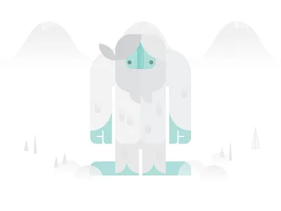 Yeti Dude abominable flat geometric giant illustration snow yeti