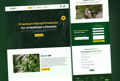 Hemp Products Website Design cannabis clean website green green color website hemp landing page ui ui ux design ux website