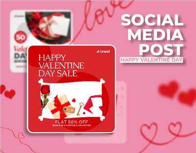 Social Media Posts Collection for Happy Valentine's Day 14 branding creative day design february graphic design happy love marketing media pink post post template red romance social social media tempalte valentines day