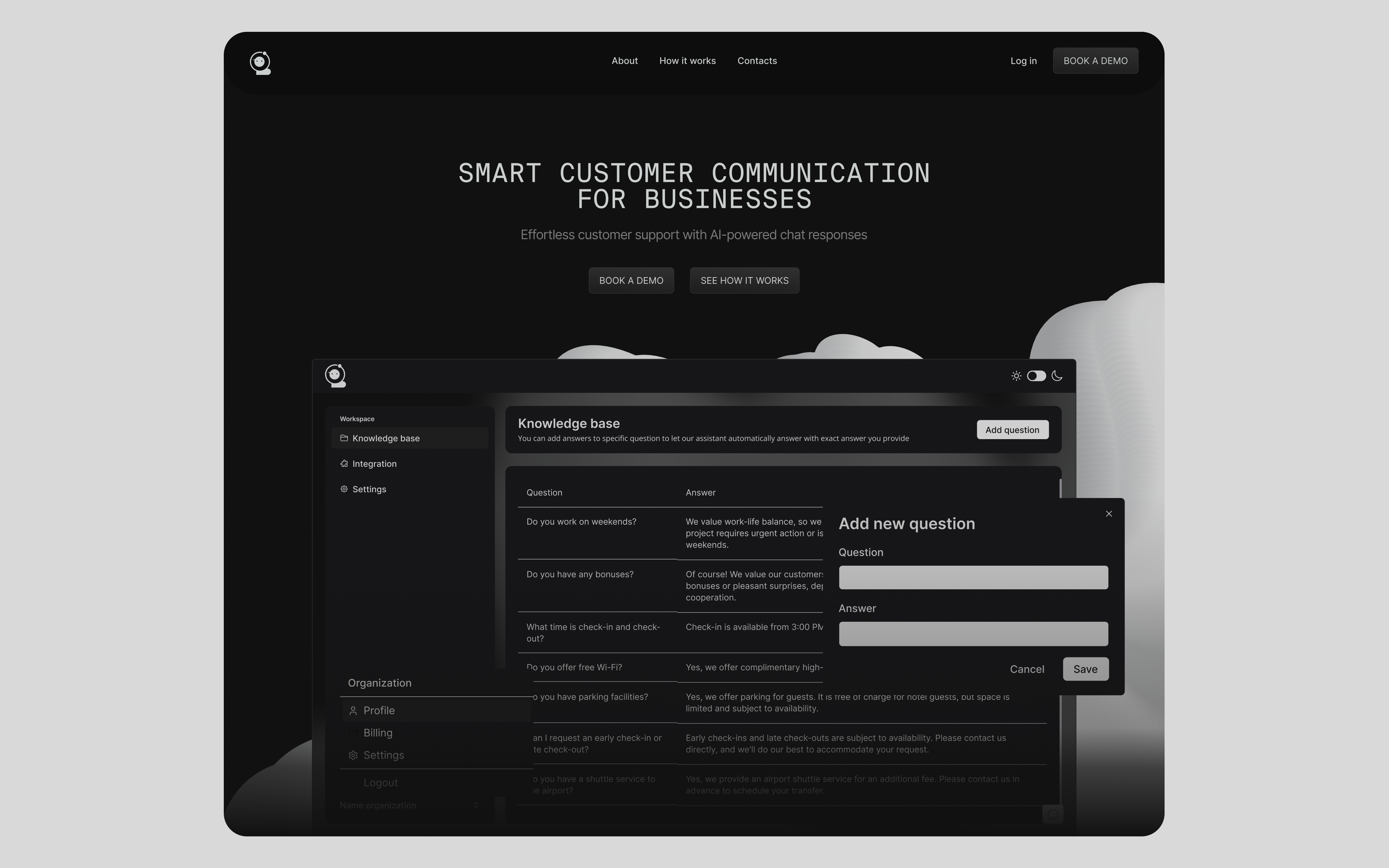 Landing Page — AI Messaging Protocol ai ai assistant protocol assistant cms dark gradient landing page ui ui design web design