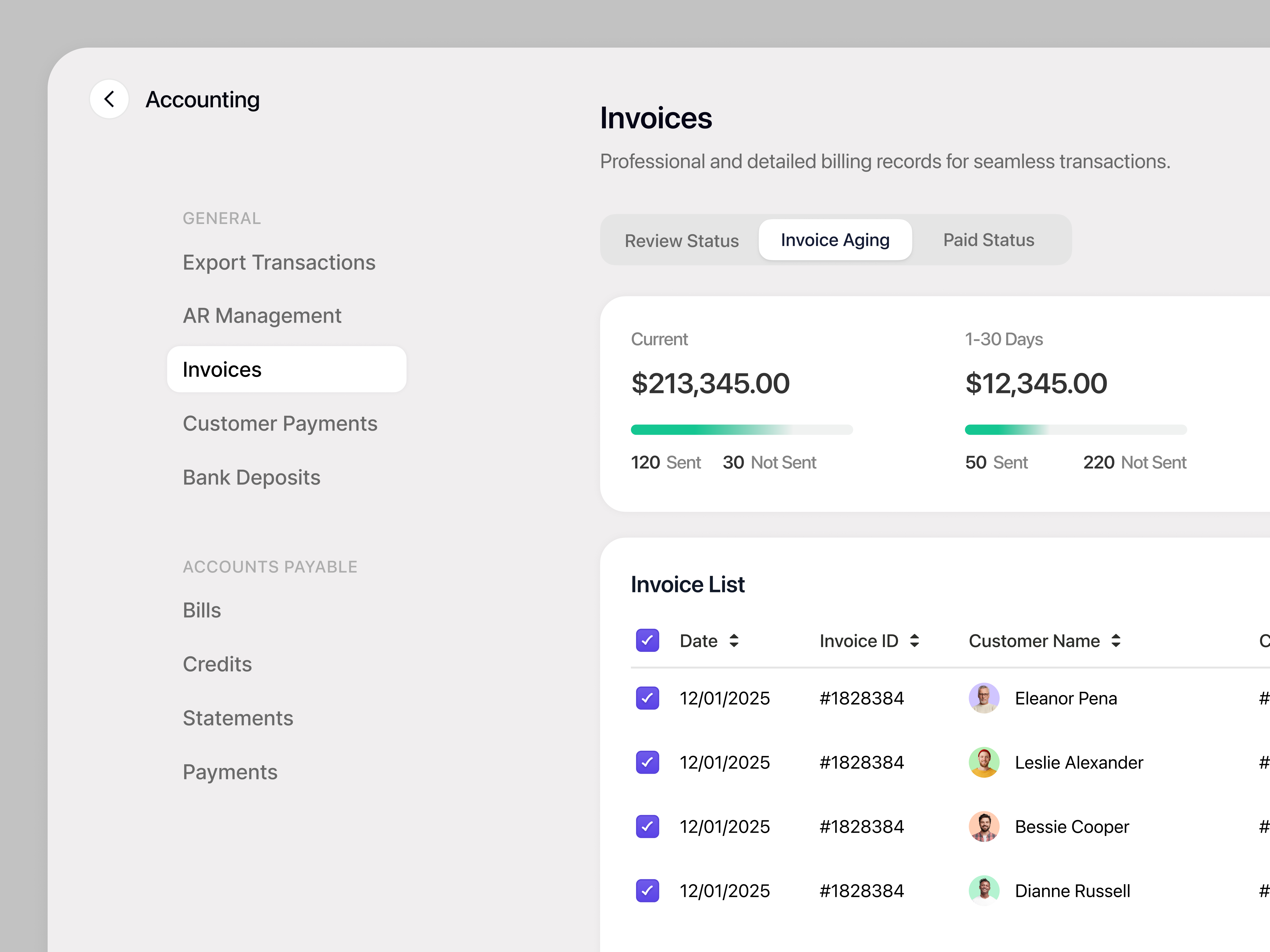 Accounting _ Invoice clean ui complex webapp component construction dashboard estimate invoice management minimal product design roofing saas saas design saas webapp sidebar ui design uiux web webapp