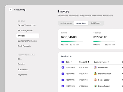 Accounting _ Invoice clean ui complex webapp component construction dashboard estimate invoice management minimal product design roofing saas saas design saas webapp sidebar ui design uiux web webapp